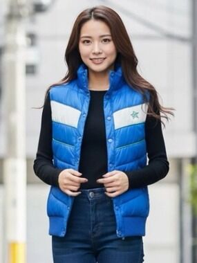 ** Y2K Groggy Blue Puffer Vest Gillet Size XS